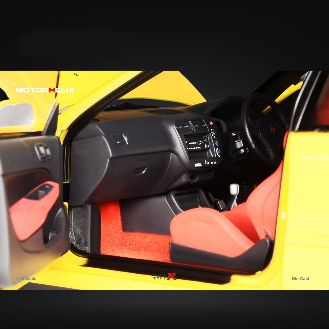 Honda Civic Type-R EK9-120 YELLOW 1:18 by MOTORHELIX Interior