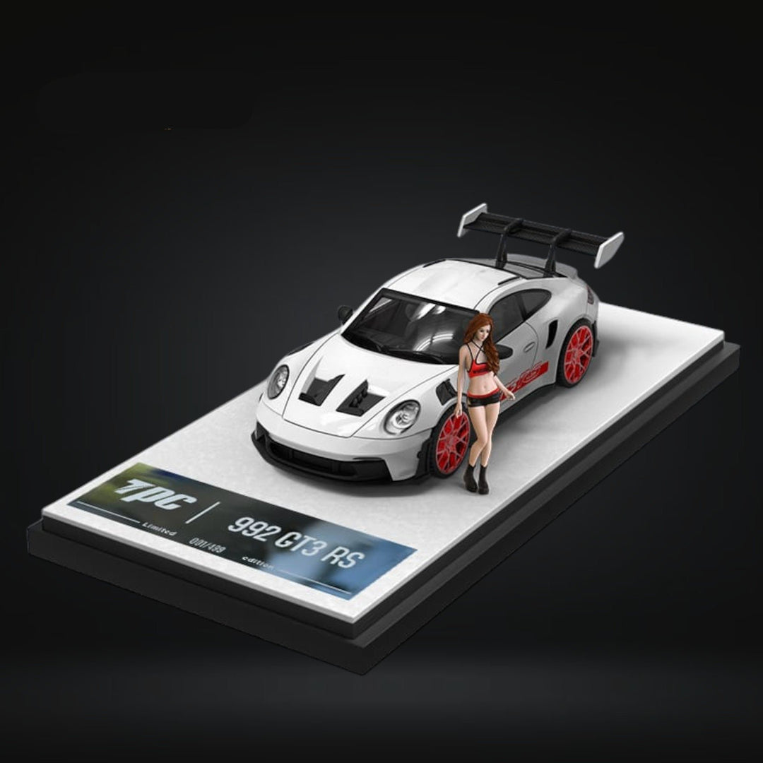 Porsche 992 GT3 RS White Red Wheels Figure Version 1:64 by TPC