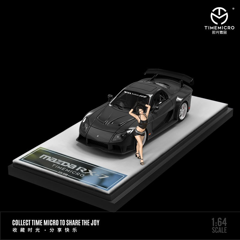 Mazda RX-7 VeilSide BLACK / GREEN / WHITE 1:64 by TimeMicro Mounted View