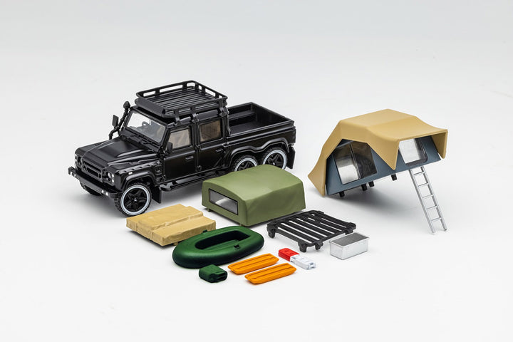 Land Rover Defender 6x6 Pick-Up Version Black Modified 1:64 by GCD