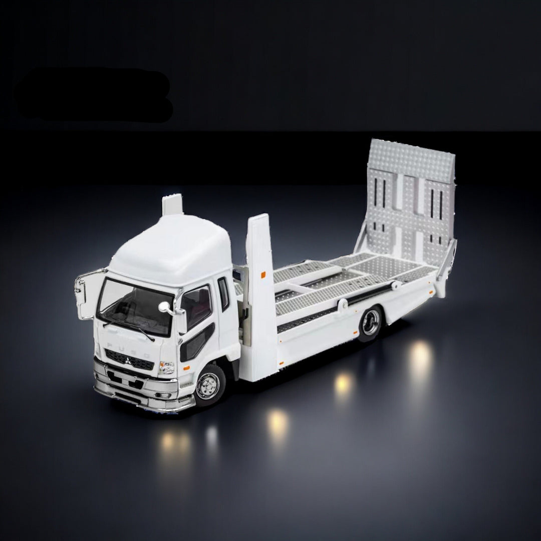 Mitsubishi Fuso Fighter Double-Decker Transport Truck in White 1:64 by GCD