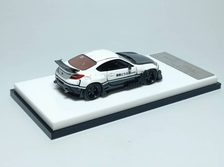 Toyota GR86 Rocket Bunny Resin Model FUJIWARA / SPOON / ADVAN 1:64 by Scale Mini White Angled Rear