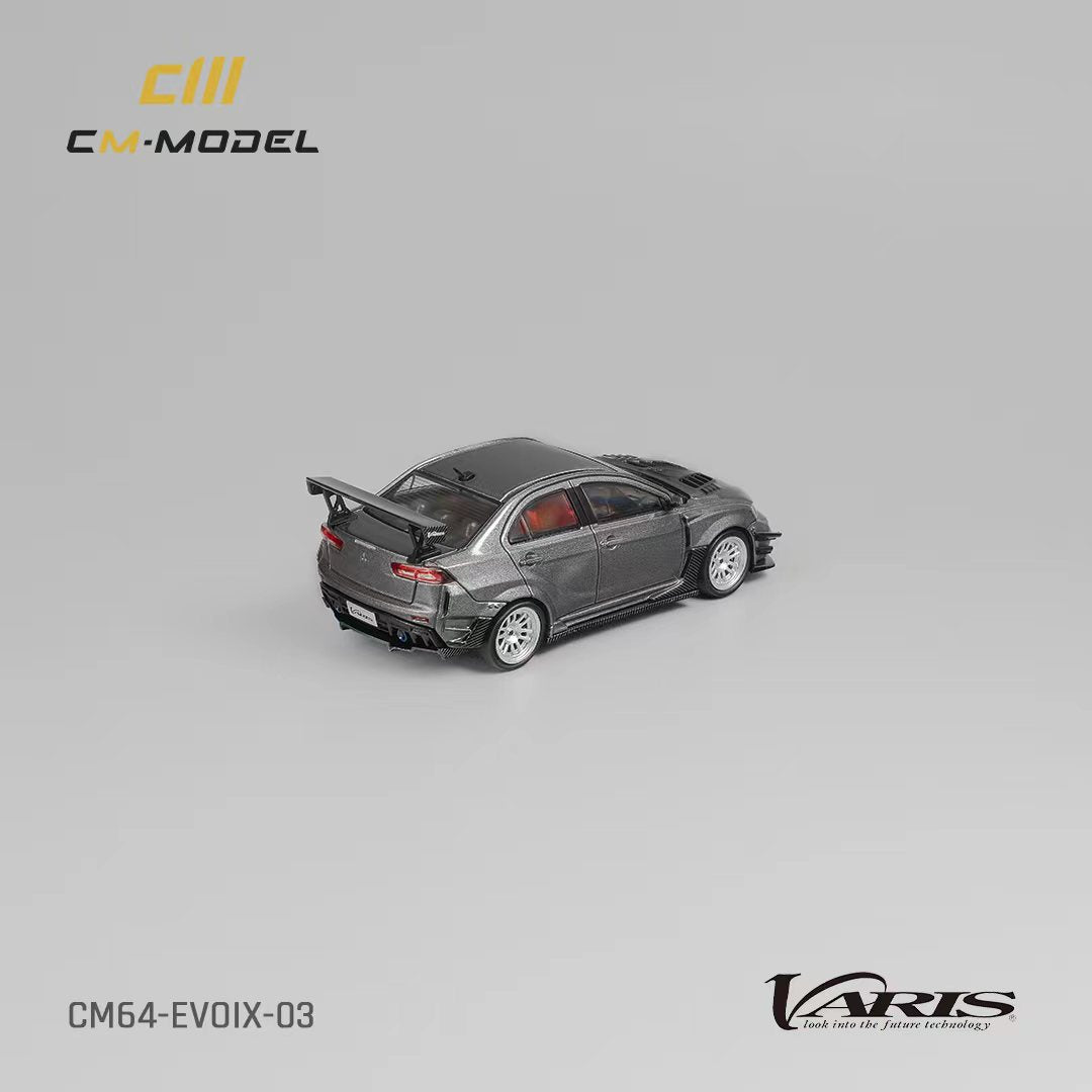 Mitsubishi Lancer Evolution X Varis Wide Body Gray 1:64 by CM Model CM64-EVOX-03 Angle Rear View