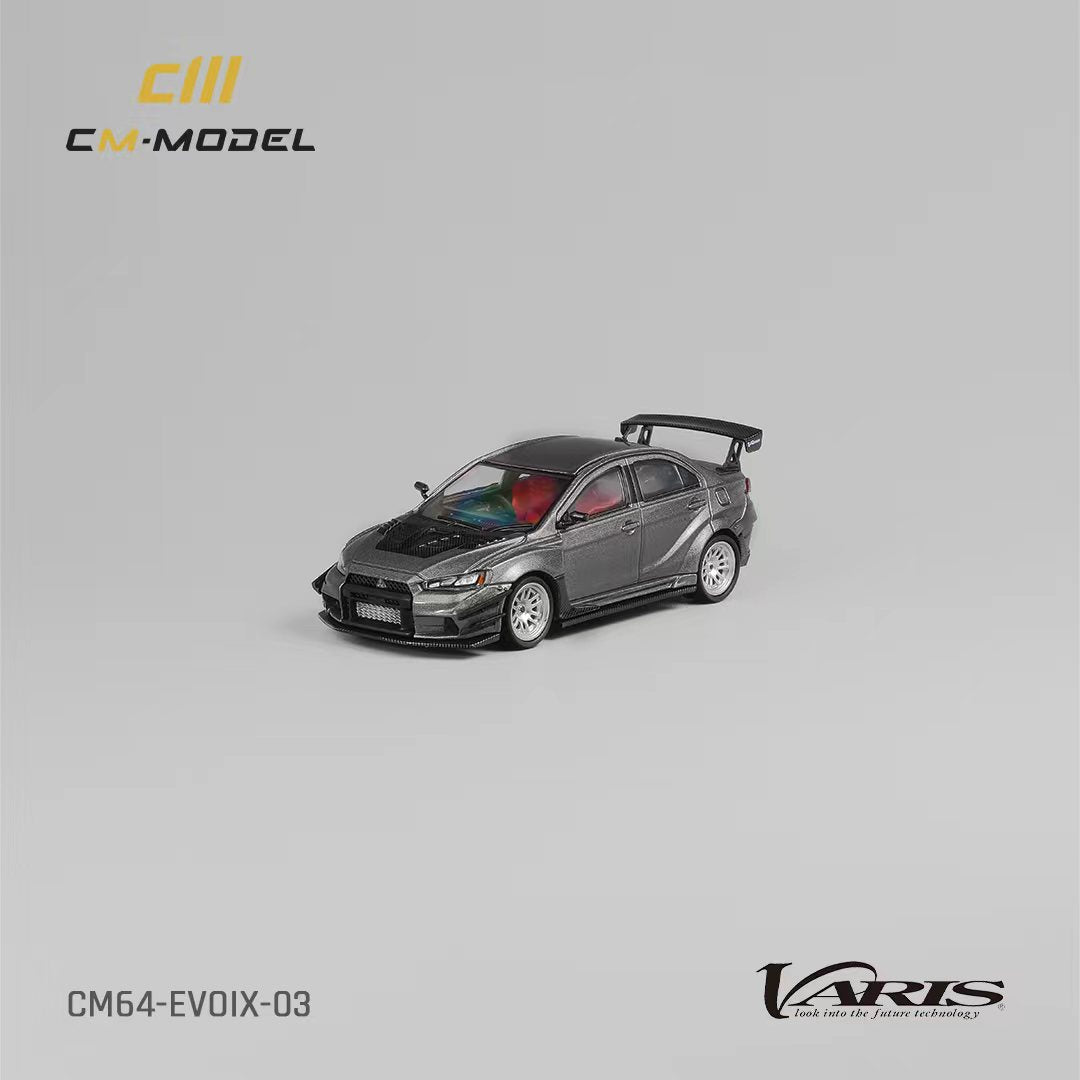 Mitsubishi Lancer Evolution X Varis Wide Body Gray 1:64 by CM Model CM64-EVOX-03 Front View