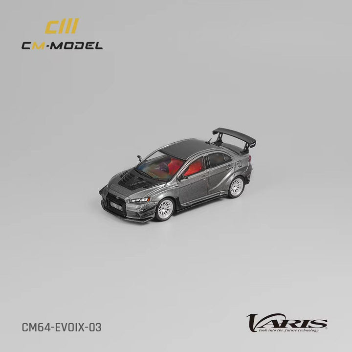 Mitsubishi Lancer Evolution X Varis Wide Body Gray 1:64 by CM Model CM64-EVOX-03 Angle Front View