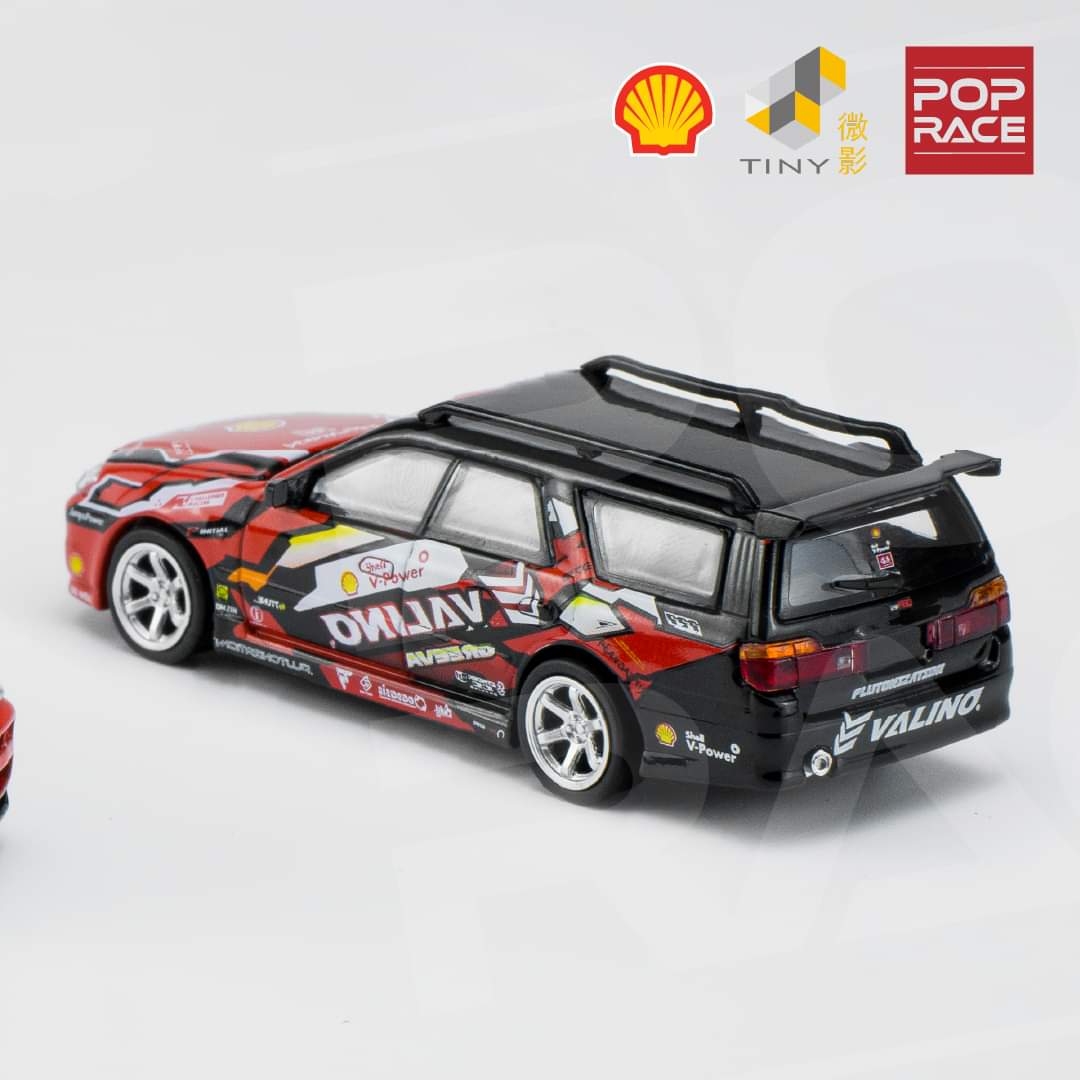 Nissan Stagea R34 Shell Valino Pluto Mok DRIFTAGEA 34 PR640038 1:64 by Pop Race Rear View