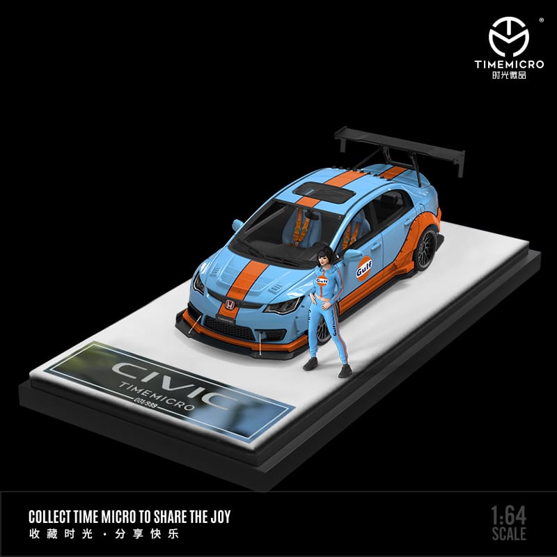 Honda Civic FD2 Modified HKS / GULF Widebody 1:64 by TimeMicro Gulf Angled Front View