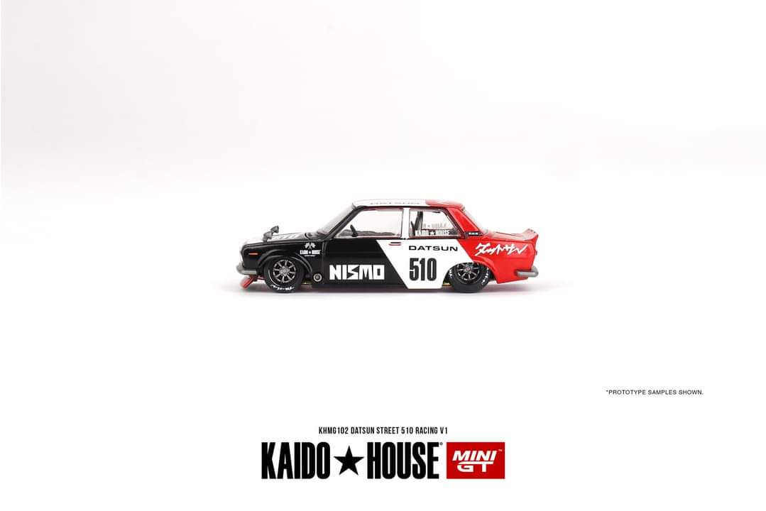 Datsun KAIDO 510 Sedan Racing V1 1:64 by Mini GT x Kaido House KHMG102 Side View 2