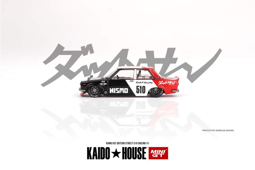 Datsun KAIDO 510 Sedan Racing V1 1:64 by Mini GT x Kaido House KHMG102 Side View