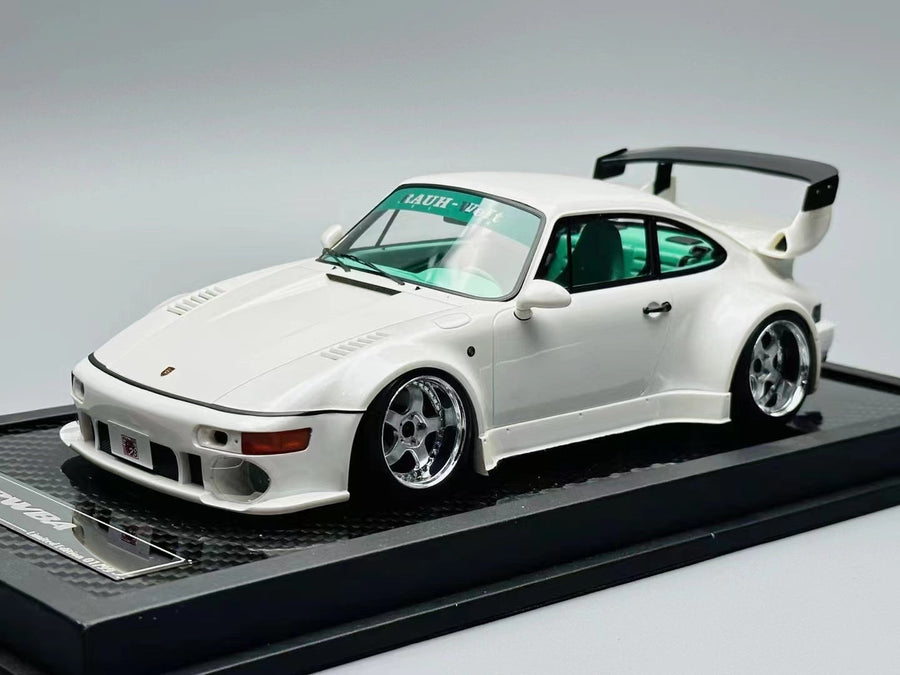 Porsche RWB 964 Slantnose White With Tiffany Green Interior Limited to 99 Pcs 1:18 Scale by VIP