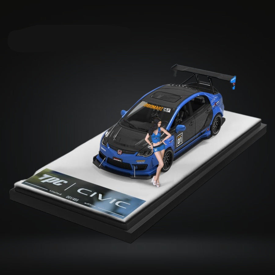 Honda Civic FD2 Modified Blue WideBody CARBOMARZ Figure Version 1:64 by TimeMicro