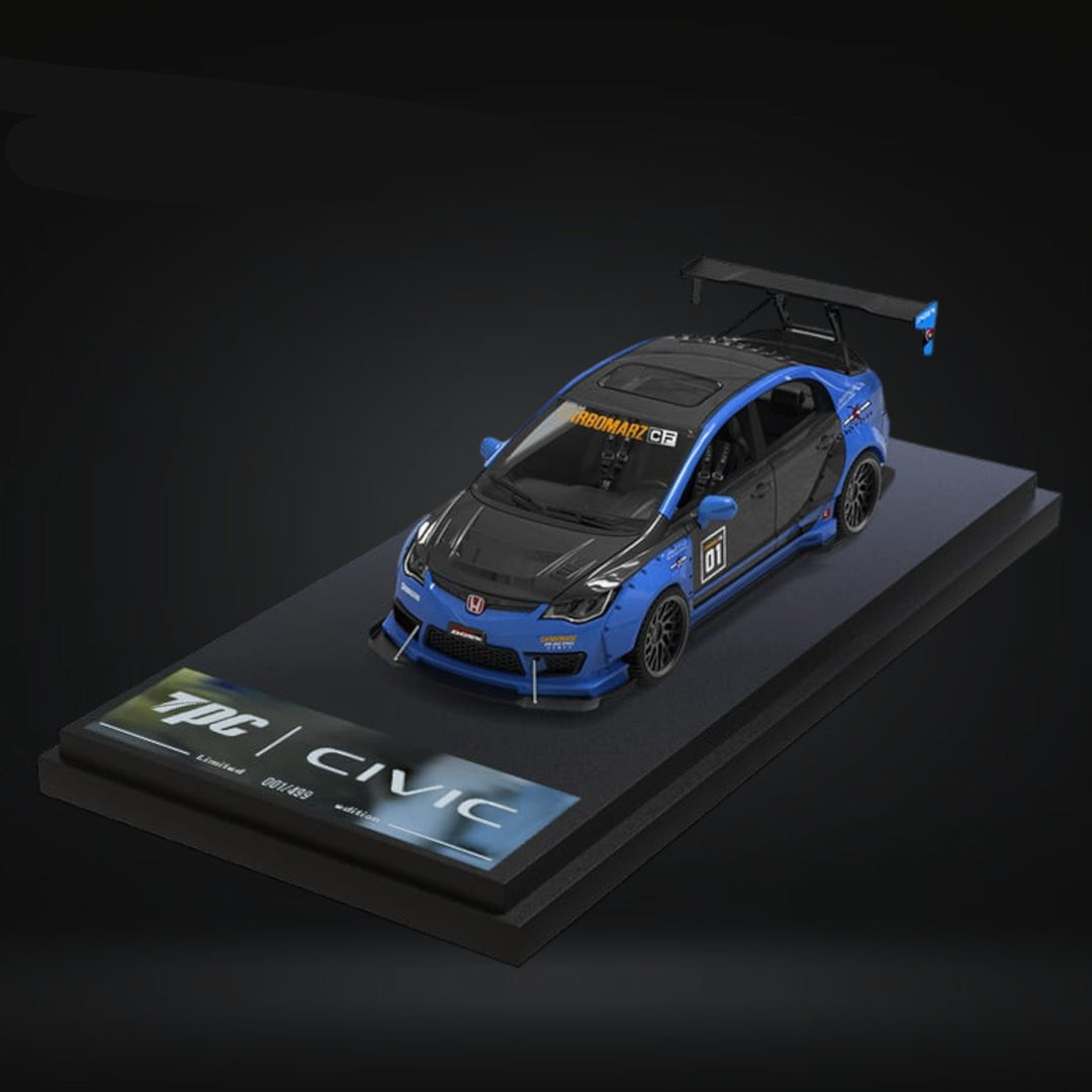 Honda Civic FD2 Modified Blue WideBody CARBOMARZ Ordinary Version 1:64 by TimeMicro