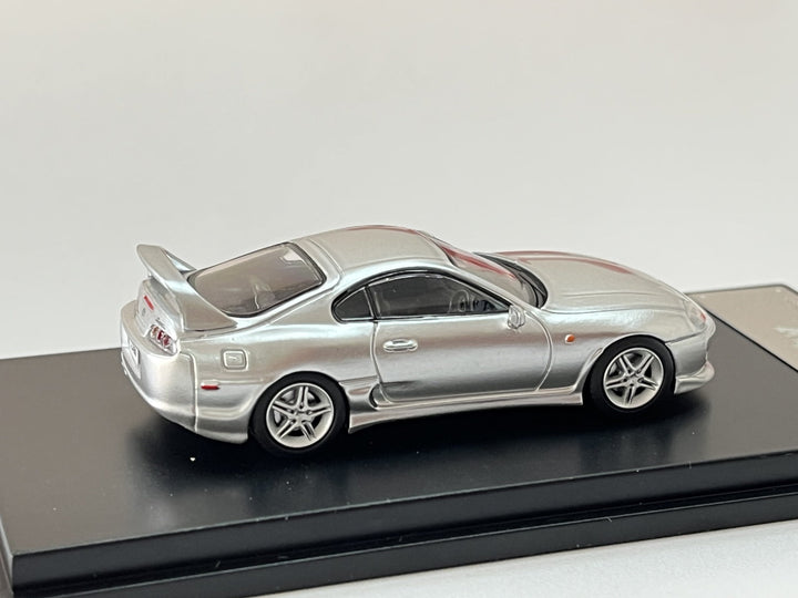 Toyota Supra JZA80Z in Silver 1:64 by 123 Hobby Mounted View