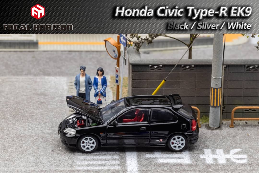 Honda Civic Type-R EK9 1st Generation in Black 1:64 by Focal Horizon Open Hood