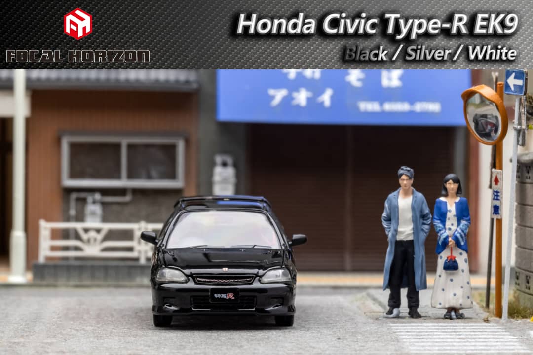 Honda Civic Type-R EK9 1st Generation in Black 1:64 by Focal Horizon Front View