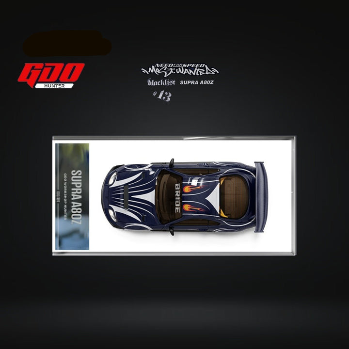 Toyota Supra A80Z NFS Most Wanted Black List #13 VIC Navy Blue 1:64 by GDO x TIMEMICRO Top View