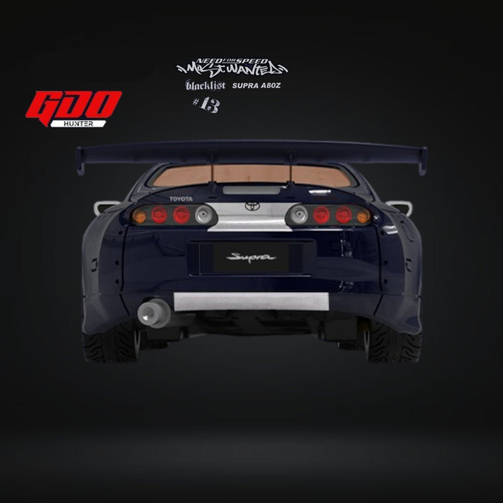 Toyota Supra A80Z NFS Most Wanted Black List #13 VIC Navy Blue 1:64 by GDO x TIMEMICRO Rear View