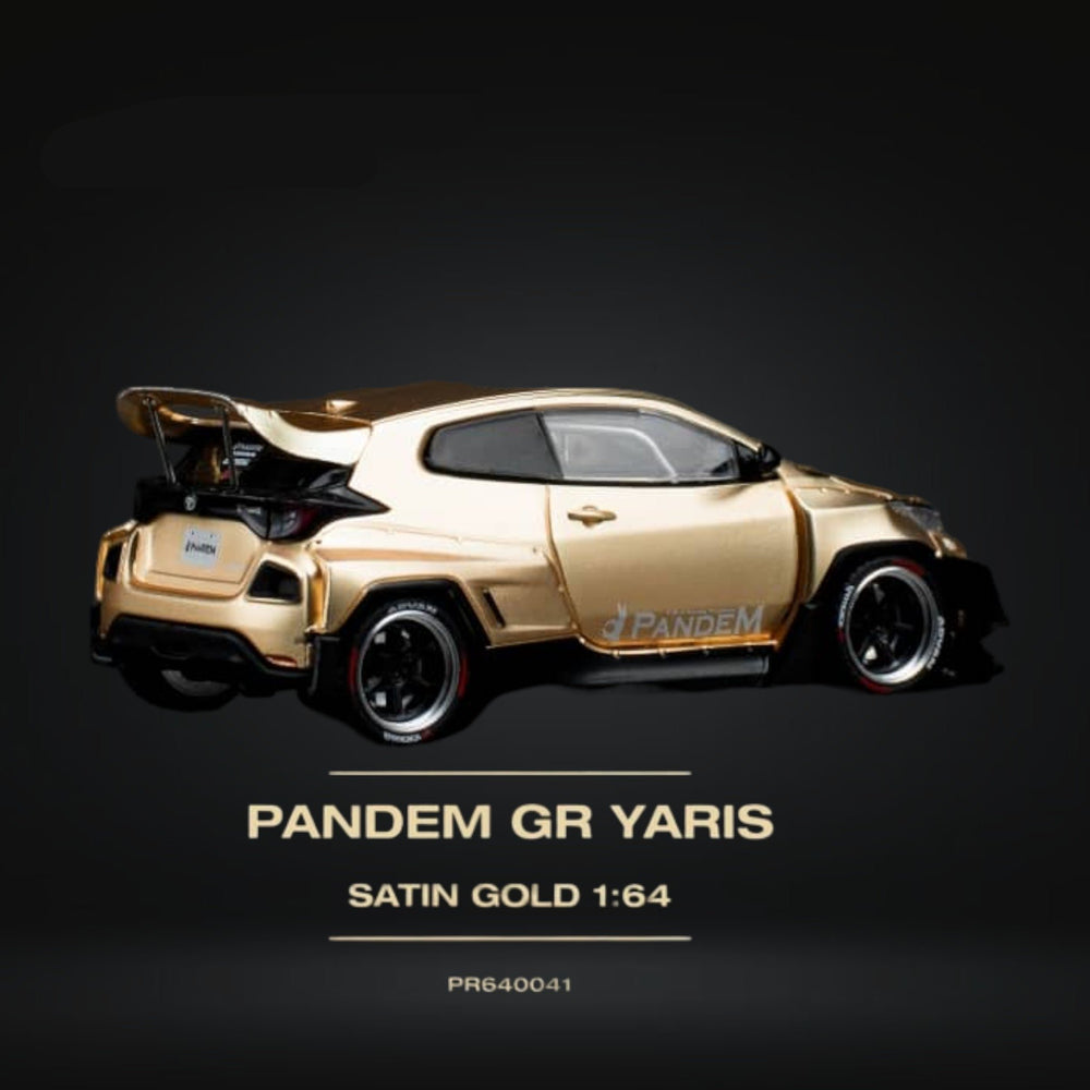 Toyota Yaris Pandem GR Satin Gold 1:64 by Pop Race PR6400041 Angled Side View