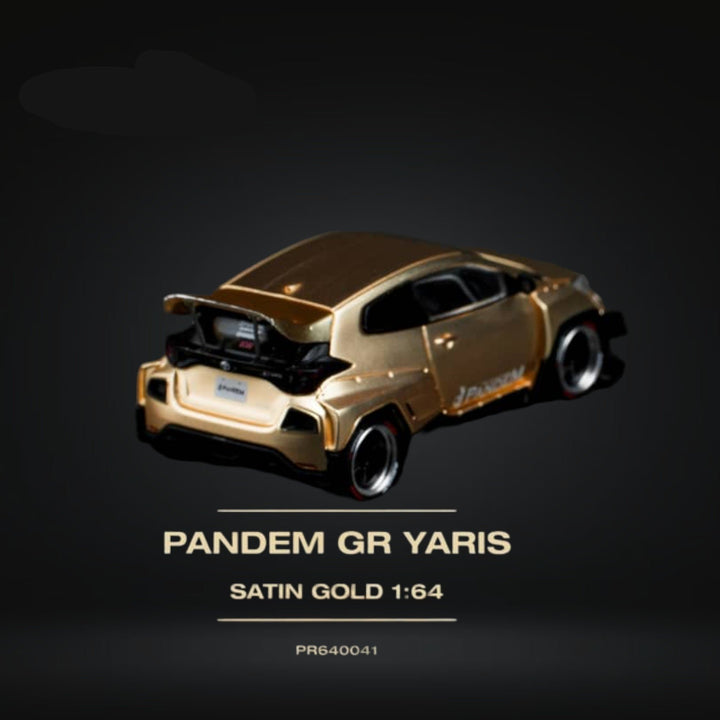 Toyota Yaris Pandem GR Satin Gold 1:64 by Pop Race PR6400041 Angled Rear View