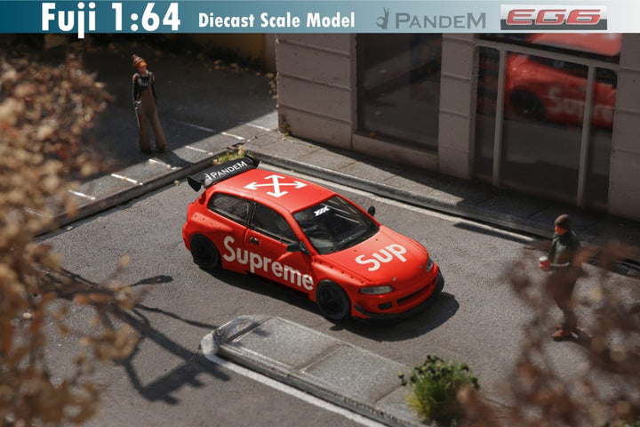 Honda Civic EG6 5th Gen MK5 Rocket Bunny Supreme Red Livery 1:64 by Fuji Scene Angled Front View