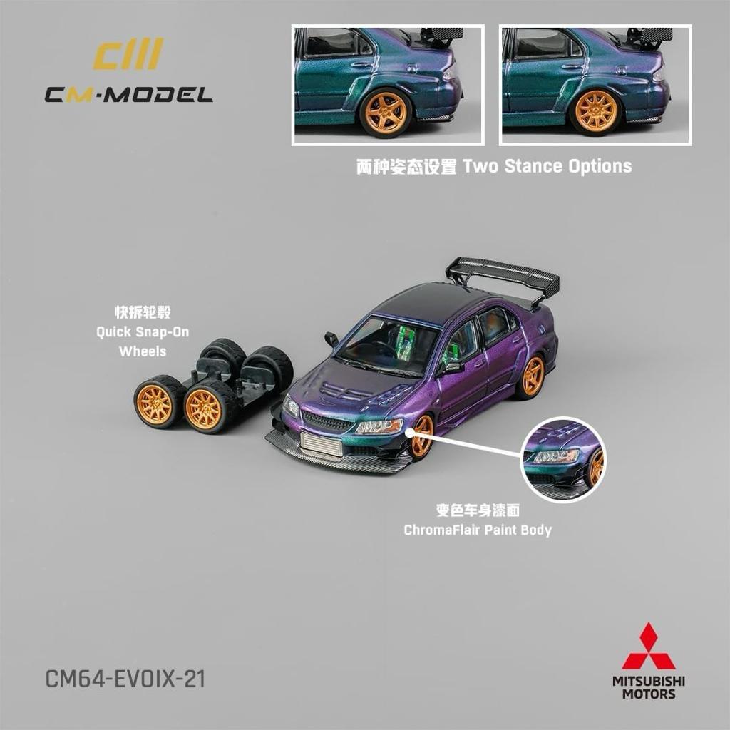 Mitsubishi Lancer Evolution IX Widebody Chameleon 1:64 by CM Model CM64-EVOIX-21 Stance Options