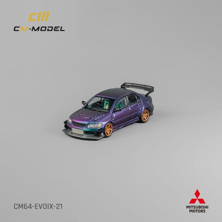 Mitsubishi Lancer Evolution IX Widebody Chameleon 1:64 by CM Model CM64-EVOIX-21 Front Driver Angle View