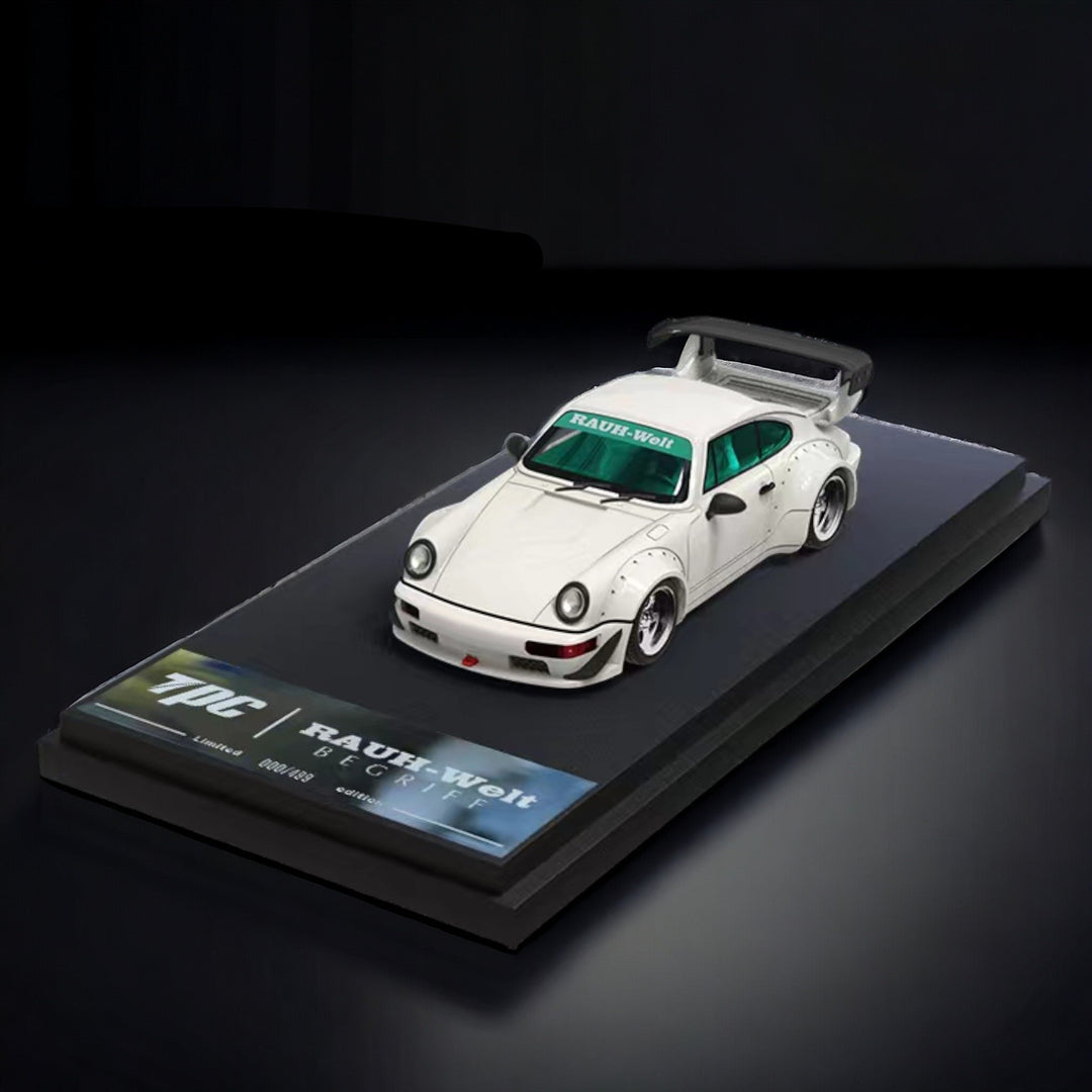 Porsche 911 964 RWB White with Tiffany Green Interior Ordinary 1:64 by TPC