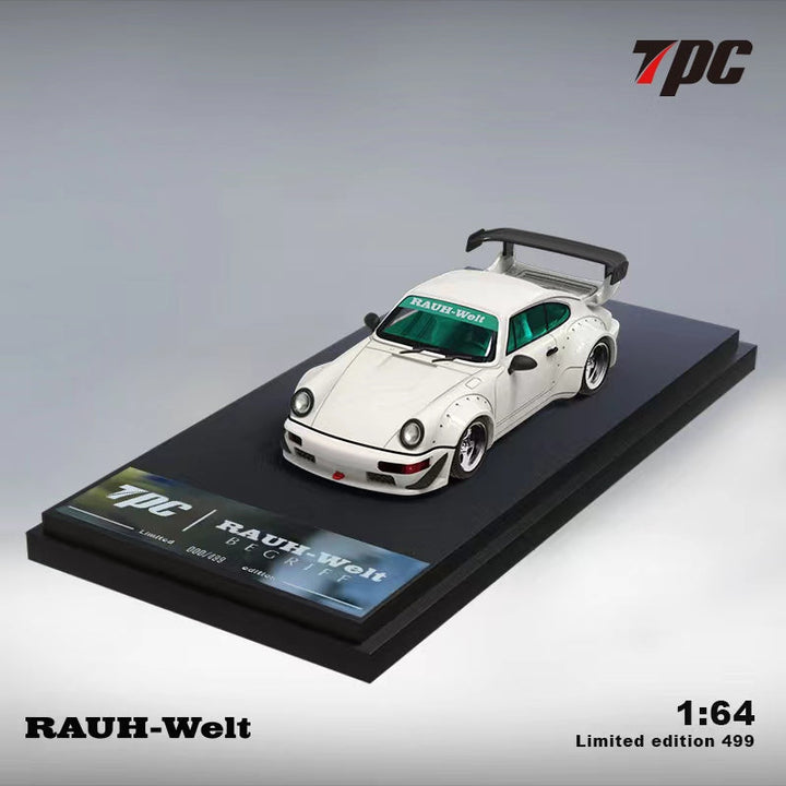 Porsche 911 964 RWB White with Tiffany Green Interior Ordinary 1:64 by TPC