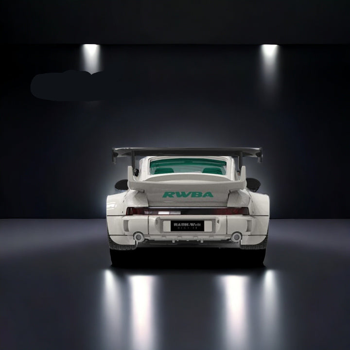 Porsche 911 964 RWB White with Tiffany Green Interior Ordinary 1:64 by TPC Rear View 2