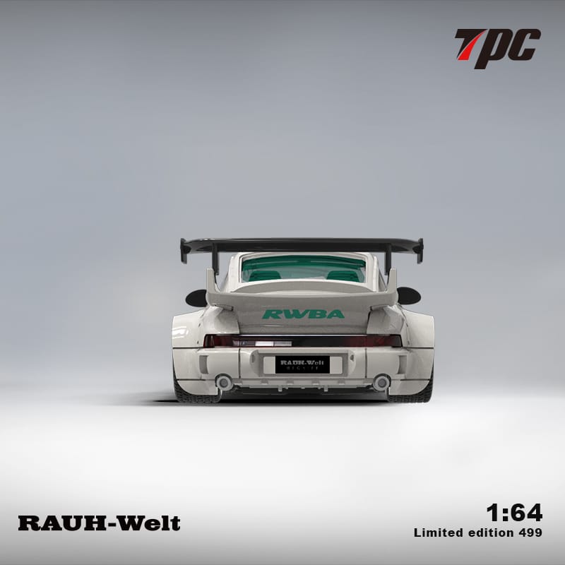 Porsche 911 964 RWB White with Tiffany Green Interior Ordinary 1:64 by TPC Rear View