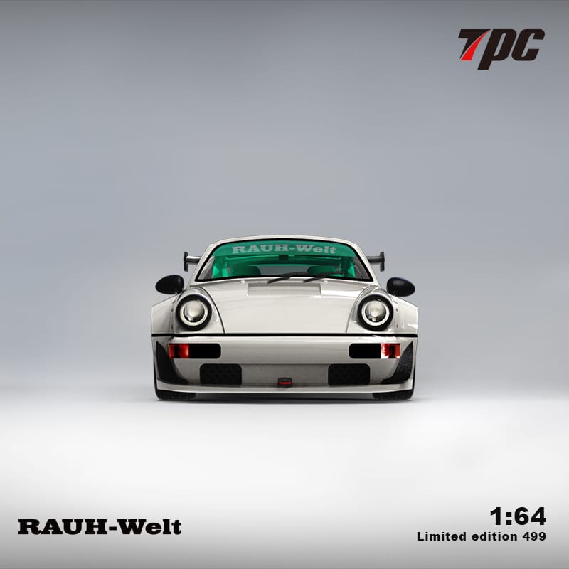 Porsche 911 964 RWB White with Tiffany Green Interior Ordinary 1:64 by TPC Front View