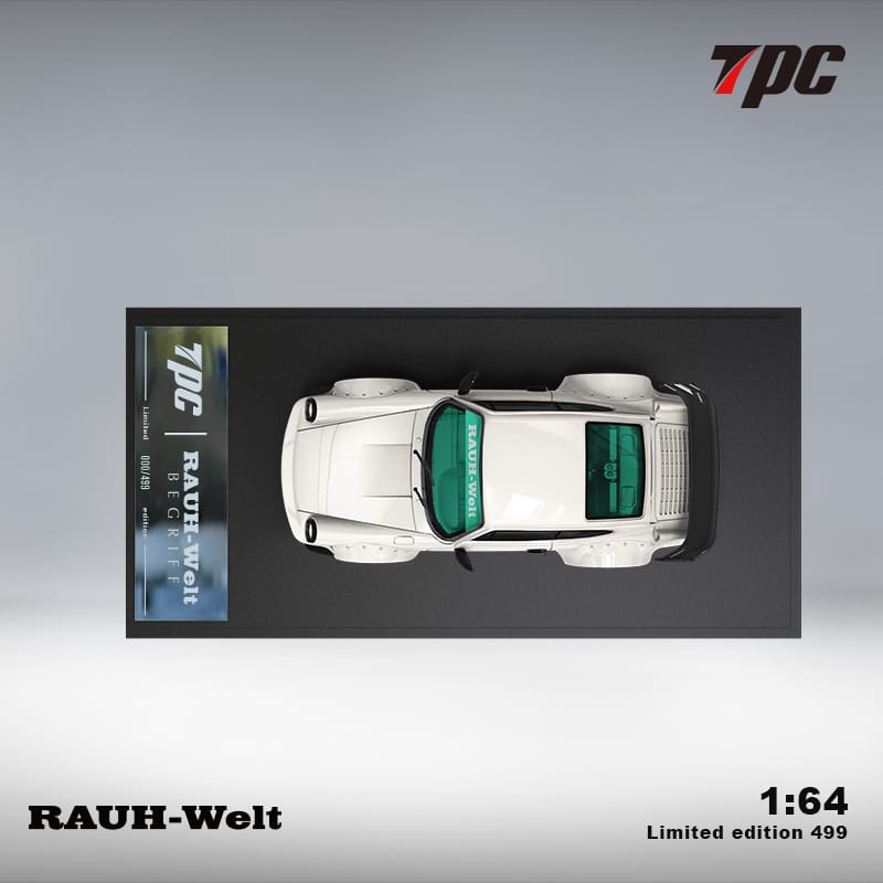 Porsche 911 964 RWB White with Tiffany Green Interior Ordinary 1:64 by TPC Top View