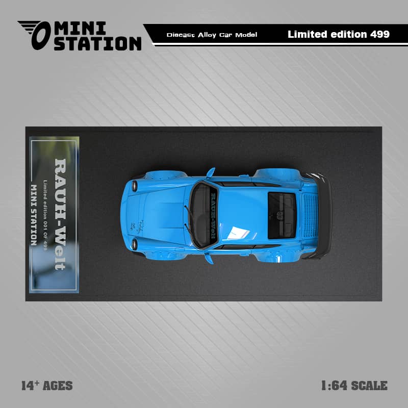 Porsche 911 964 RWB HIDEYOSHI blue Ordinary 1:64 by Mini Station Top View