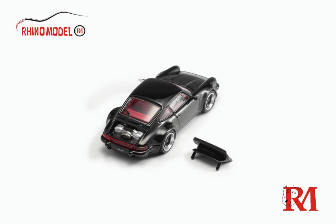 Porsche Singer Turbo 930 Modified Version Black with Red Interior 1:64 Limited to 699 Pcs by Rhino Model 5