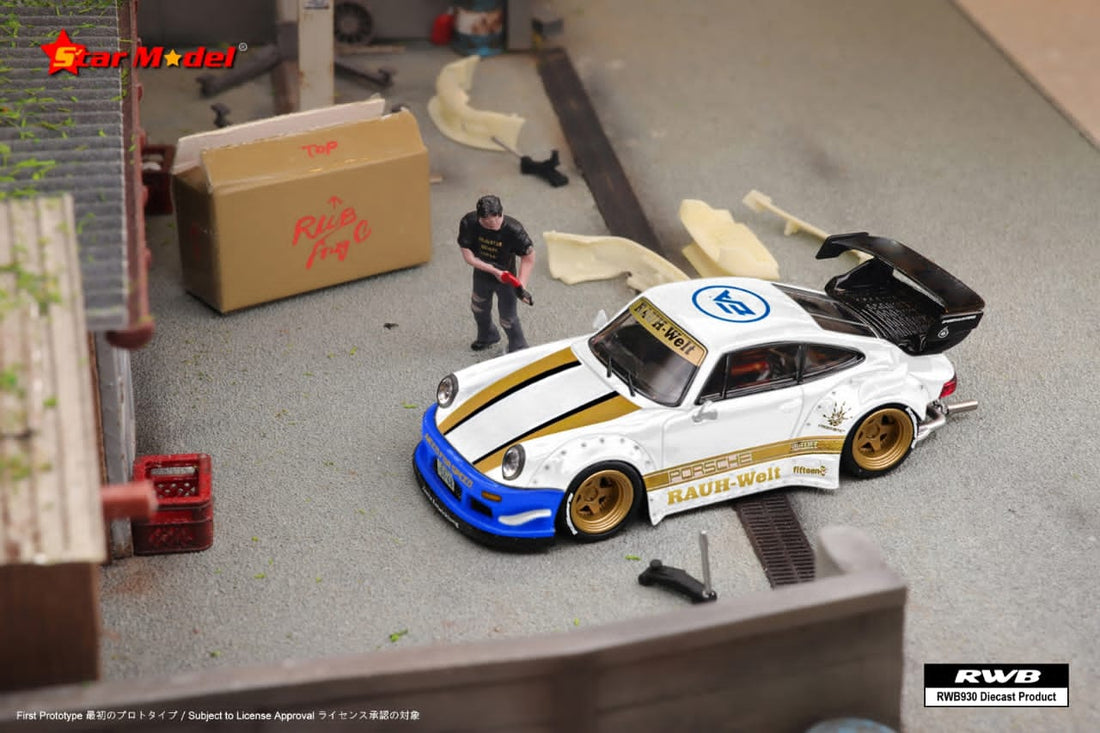 Porsche RWB 930 GT Wing NFS White Livery 1:64 by Star Model Angled Front View