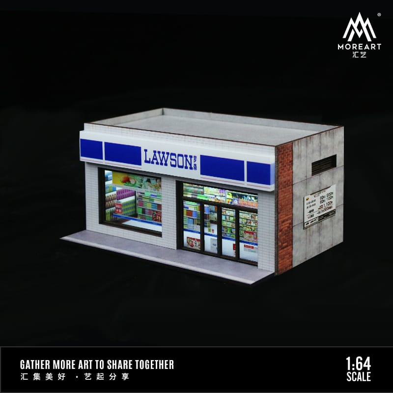 Lawson Convenience Store Diorama 1:64 by MoreArt MO941103 Angled Front View