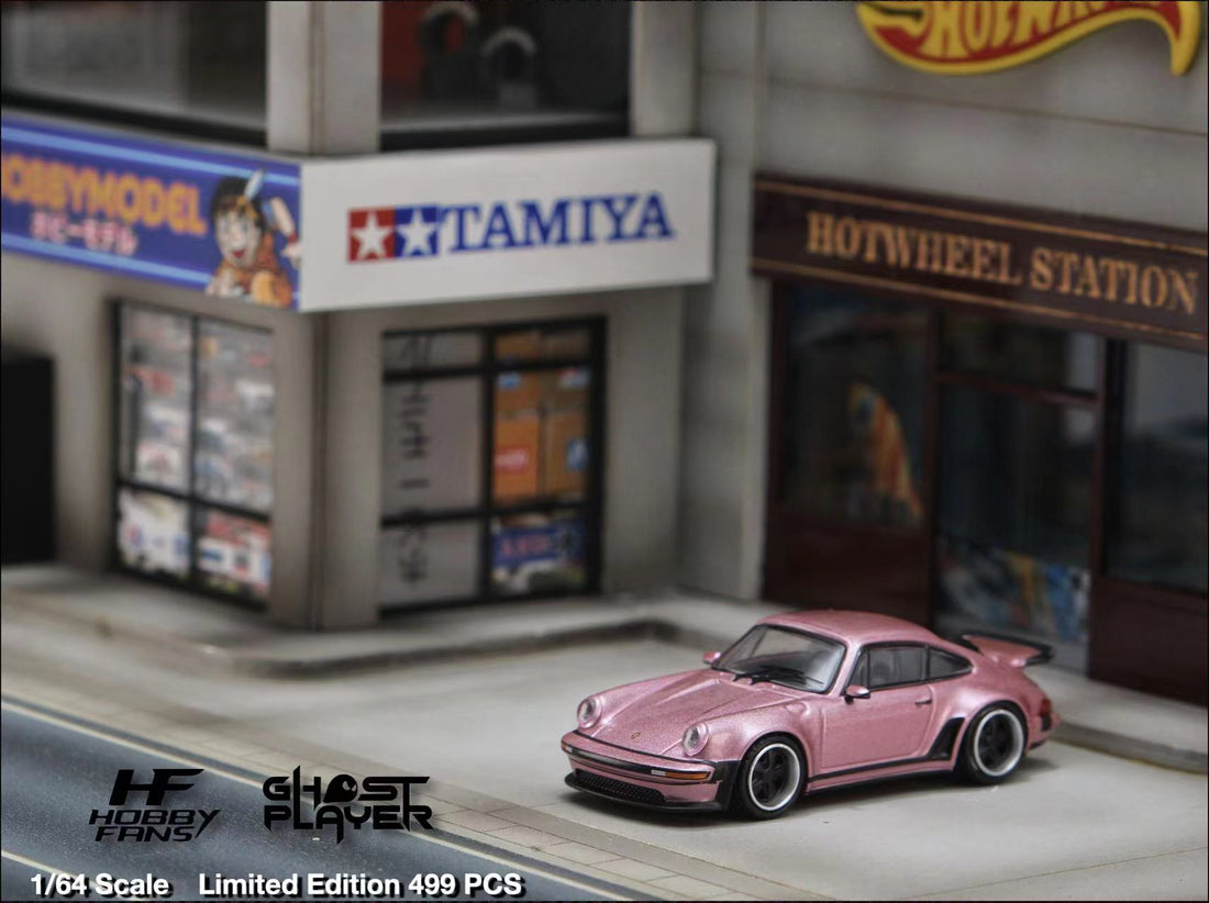 Porsche Singer 930 Turbo Study Ghost Player Custom Pink 1:64 by HobbyFans Scene View