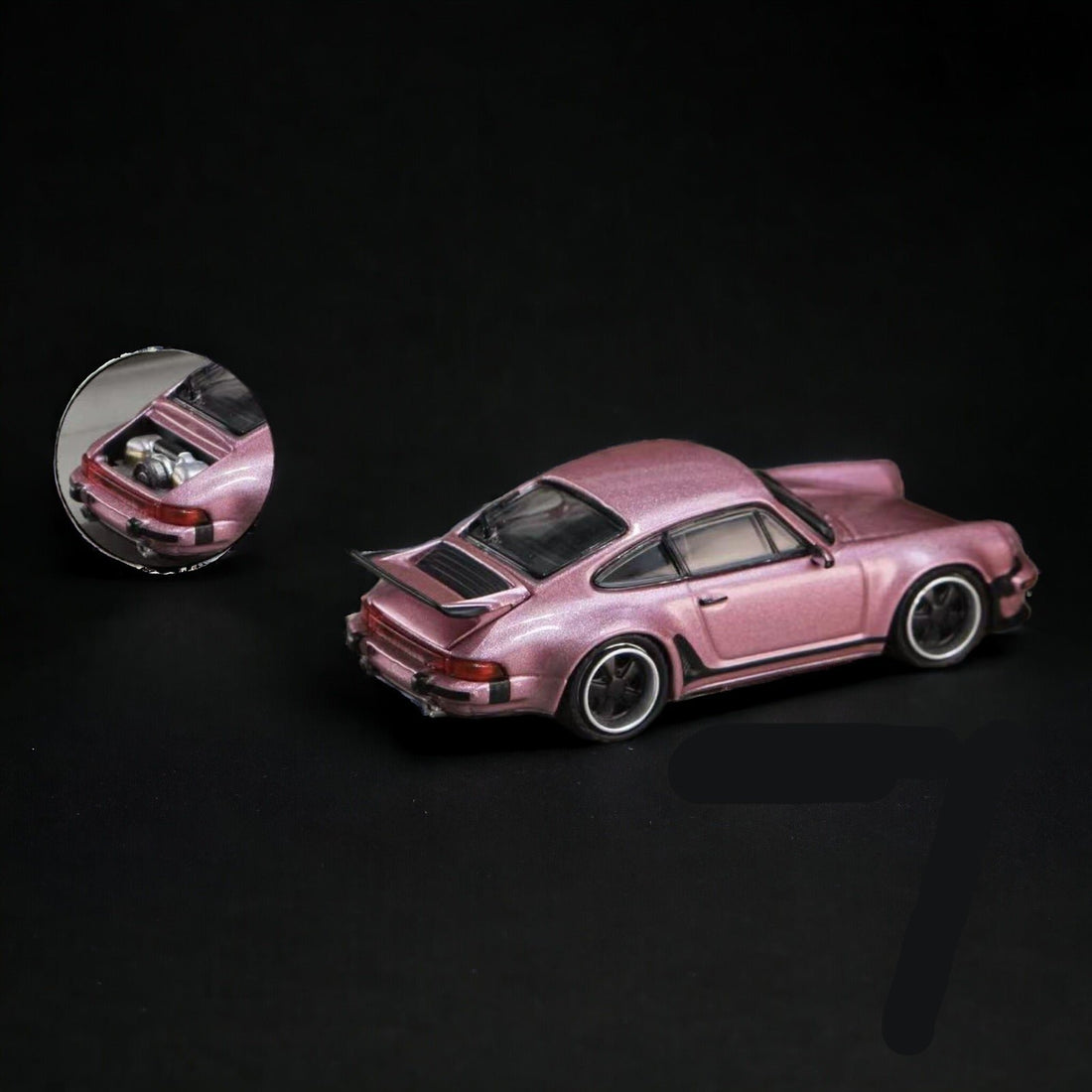 Porsche Singer 930 Turbo Study Ghost Player Custom Pink 1:64 by HobbyFans Rear View