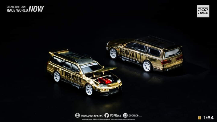 Nissan Stagea R34 Gold Chrome PR640057 1:64 by Pop Race Open Engine