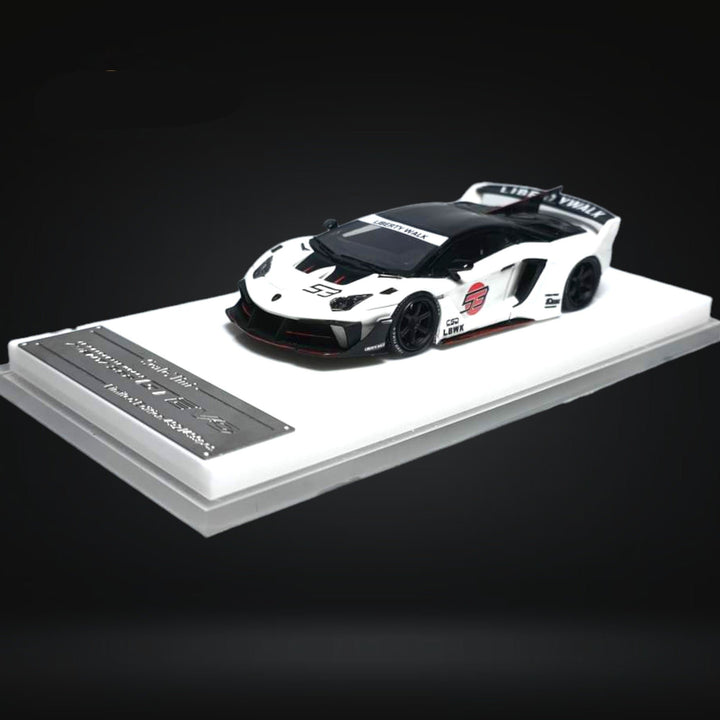 Lamborghini Aventador GT EVO LBWK LB-Silhouette Works in White 1:64 Resin by ScaleMini