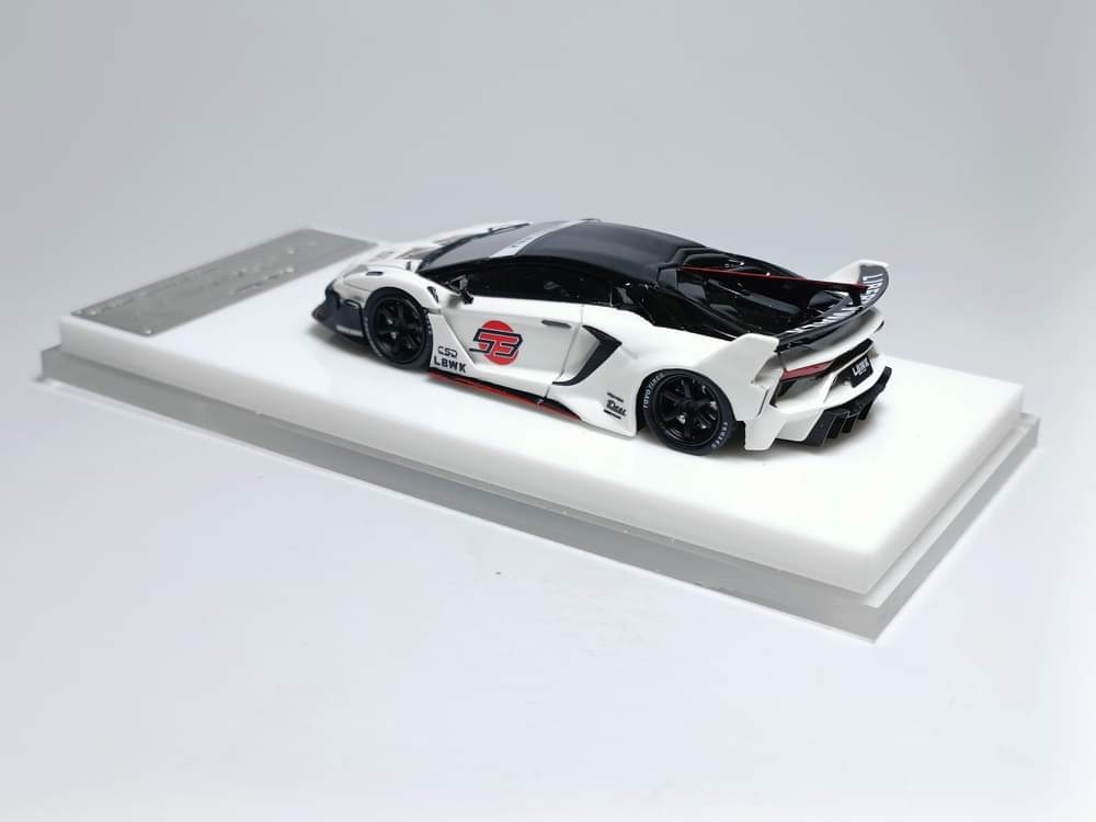 Lamborghini Aventador GT EVO LBWK LB-Silhouette Works in White 1:64 Resin by ScaleMini Side Mounted View 3