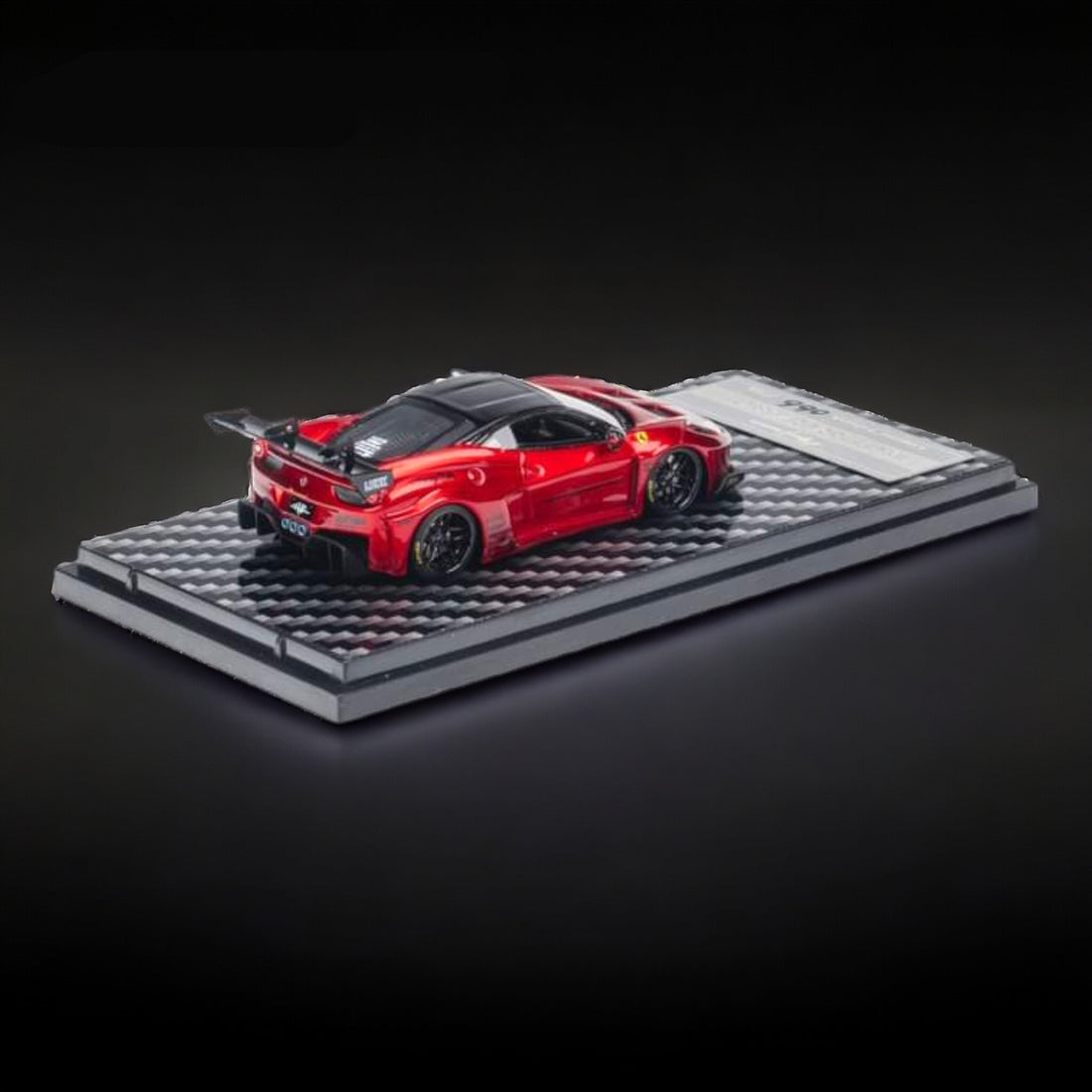 Ferrari 458 LBWK GT Resin Model Limited to 199 Pcs Metallic Red 1:64 by QIDIAN  Mounted Angle View