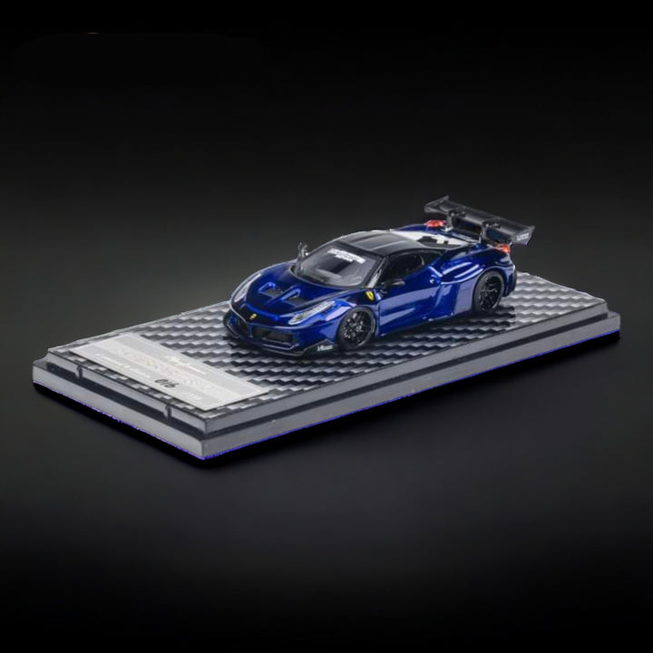 Ferrari 458 LBWK GT Resin Model Metallic Blue 1:64 by QIDIAN