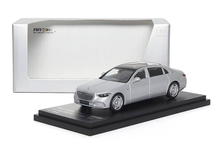 Mercedes-Benz 2021 Maybach W223 Matte Silver Licensed Product 1:64 by AR BOX Box View