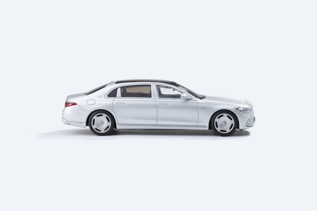 Mercedes-Benz 2021 Maybach W223 Matte Silver Licensed Product 1:64 by AR BOX Side View