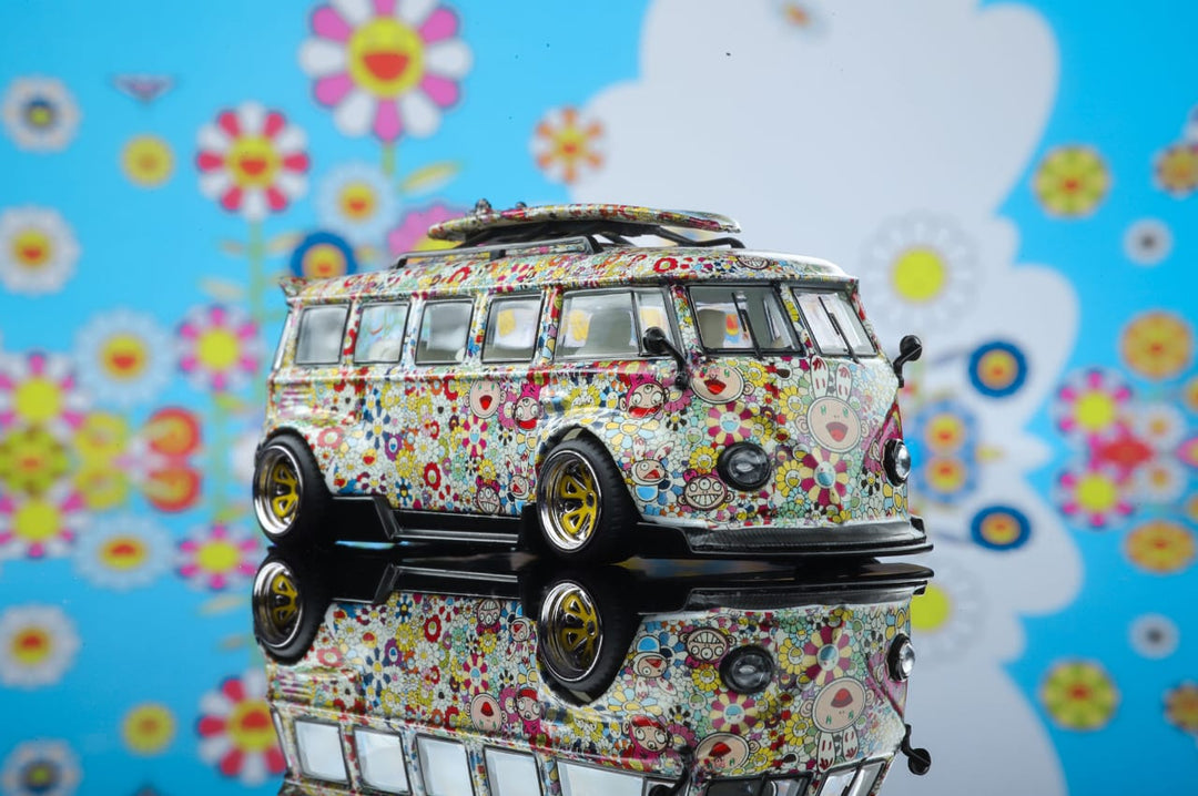 VW Volkswagen T1 Van Kombi Widebody Sunflower Livery 1:64 by Liberty64 Angled Right Side View