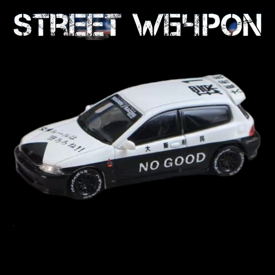 Honda Civic EG6 OSAKA JDM Police livery Car 1:64 by Street Weapon Angled Driver Front Side View