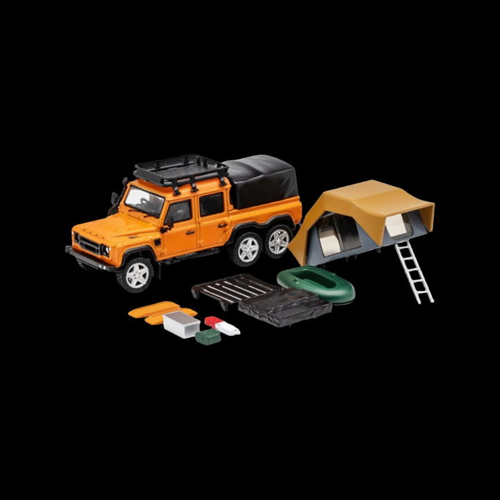 Land Rover Defender 6x6 Orange Camping Modified 1:64 by GCD KS-053-287