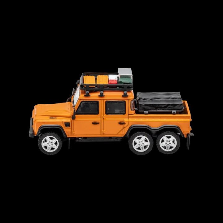 Land Rover Defender 6x6 Orange Camping Modified 1:64 by GCD KS-053-287 Side View