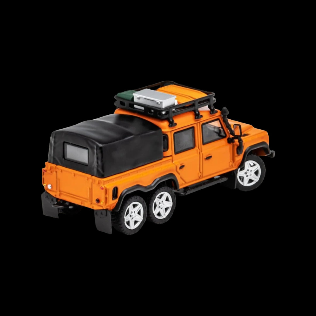 Land Rover Defender 6x6 Orange Camping Modified 1:64 by GCD KS-053-287 Rear View